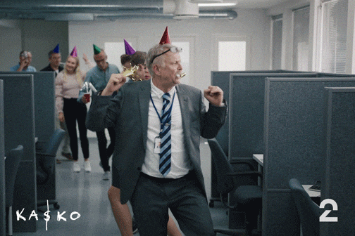A happy developer celebrating success